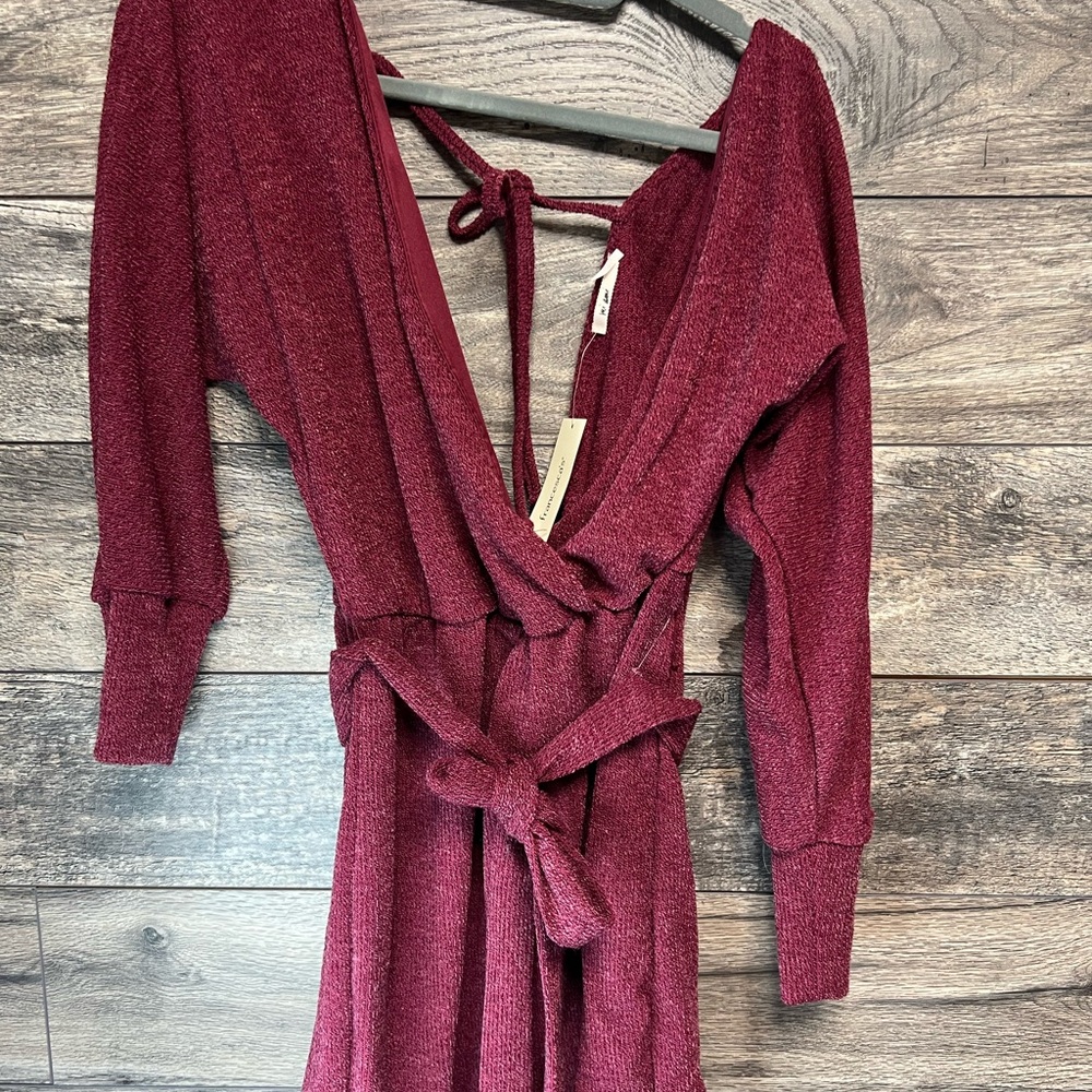 Miami Deep Red Sweater Wrap Dress
